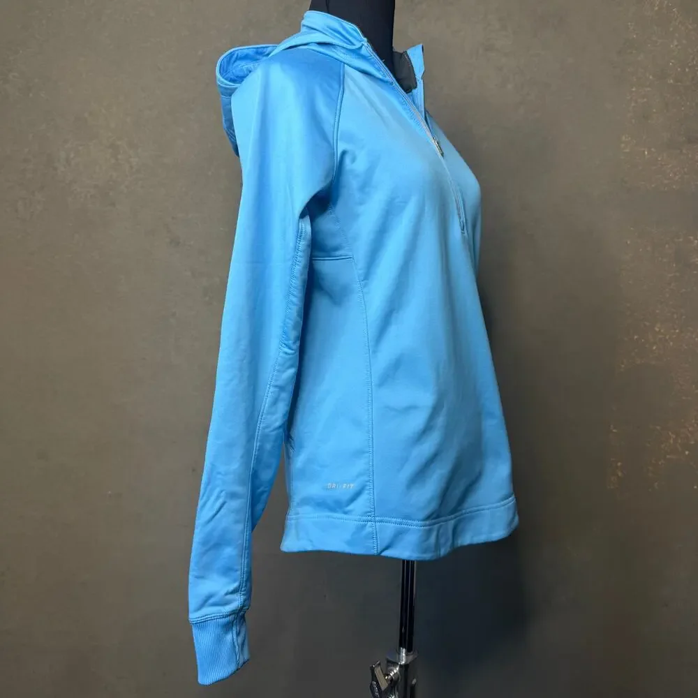 Nike Dri-Fit Light Blue Quarter Zip Hoodie Women's M Athletic Running